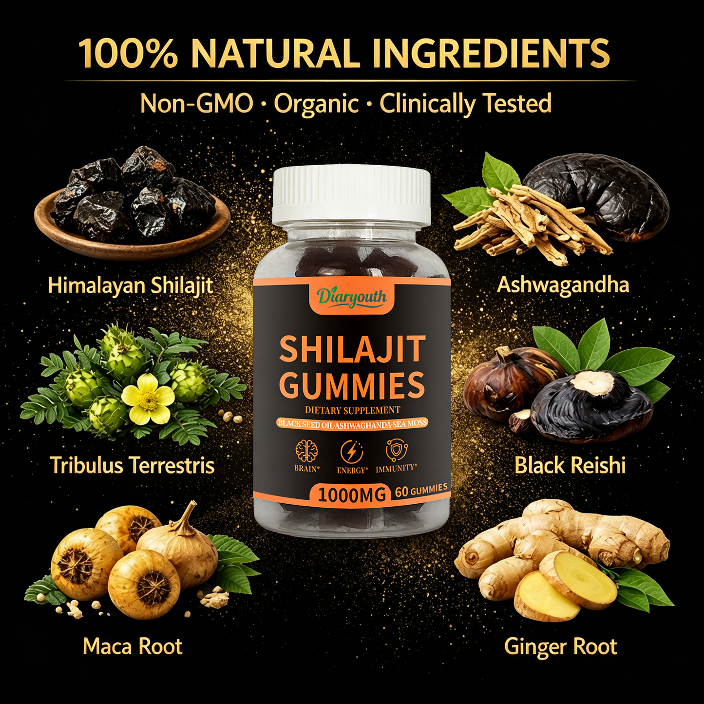 Himalayan Shilajit Male Vitality Gummies, 60 Count